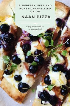 blueberry, feta and honey - glazed onion pizza