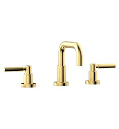 three gold faucets on a white background with no one in the photo to describe