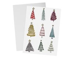 a card with christmas trees on it