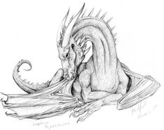 a drawing of a dragon sitting on top of a piece of paper with its mouth open