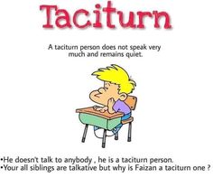 a cartoon character sitting at a desk with the caption'tacturn '