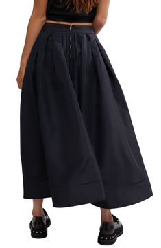 Embrace your free-spirited side and play up the joyful motion of this flowy, high-volume skirt made from crinkly lightweight fabric. 34" length (size Medium) Back zip closure 50% nylon, 50% polyester Dry clean Imported Full Skirt, Free Fabric, Free Spirit, Fabric Gifts, Bottom Clothes, Black Fits, Free People, Nordstrom, Dress Up