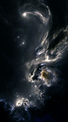 an image of some kind of swirling object in the dark night sky with stars and clouds