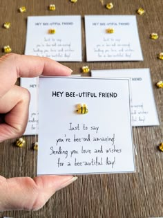 someone is holding up some tiny cards to say their best friend on valentine's day