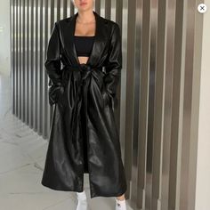 Absolutely Gorgeous Coat !! Faux Leather Trench Coat, Leather Trench, Leather Trench Coat, Zara Jackets, Trench Coats, Zara Black, Trench Coat, Faux Leather, Jackets & Coats