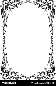 a black and white floral frame with leaves on the edges, in an ornate style