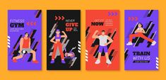 Premium Vector Flat design gym training instagram stories