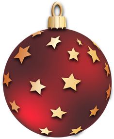 a red ornament with gold stars on it