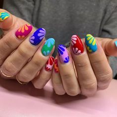 Checkered Nails, Bright Nail Designs, Funky Nail Art, Velvet Nails, Watermelon Nails, May Nails, Cute Gel Nails, Bright Nails, Neutral Nails