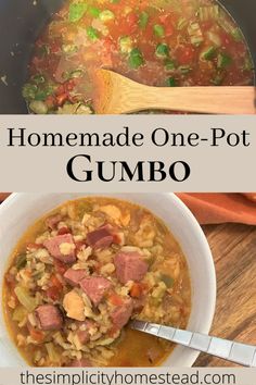 homemade one - pot gumbo recipe with ham and vegetables