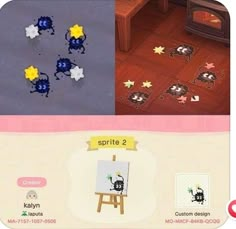 two screens showing different stages of painting in animal crossing