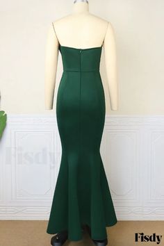 Fisdy - Elegancia en Verde Tinta: Exquisito bordado patchwork strapless trompeta vestidos de sirena Formal Cocktail Dress, Sleeveless Dresses, Elegant Pattern, Cocktail Event, Hip Dress, Mermaid Dress, Mermaid Dresses, Prom Gown, Style Elegant