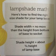 an advertisement for lampshade math written in english and spanish, with instructions on how to use them