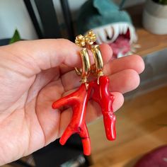 Gorgeous Beck Jewels Earring Purchased As Part Of A Charity Auction A Few Years Ago. Because I'm A Dumdum I Dropped The One On The Right Instantly After Buying It (It Broke) And Repaired It With Super Glue. The Glue Is Visible But Maybe That Doesn't Bother You Or You Can Repair It Better Than Me? Looks Pretty Good Still! Red Coral, Pearl, And Gold. Selling The Undamaged One As A Single Earring In A Separate Listing -- Check It Out! Charity Auction, Jeweled Earrings, Coral Earrings, Super Glue, Single Earring, Red Coral, Beck, Pretty Good, How To Look Pretty