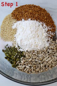 an image of ingredients in a bowl for making pumpkin seed pies on the stove