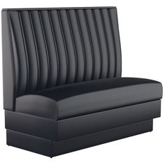 an upholstered black leather chair on white background