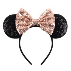 Iridescent Minnie Ears, Silver gold blue Minnie ears, Rainbow Sparkle Mouse Ears, Classic Red Sequin Minnie Ears (Rose gold and black. Mouse Ears Headband with Sequin Bow. One size fits all age. Rose Gold Minnie Ears, Boy Headbands, Disney Bucket List, Holiday Hair Accessories, Not Your Baby, Minnie Ears Headband, Minnie Mouse Ears Headband, Rose Gold Sequin, Mouse Ears Headband