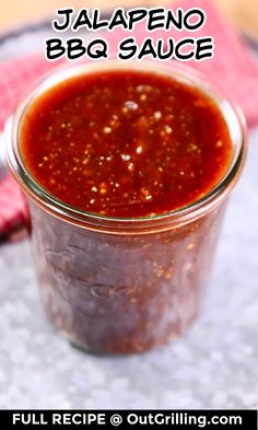 an image of jalapeno bbq sauce in a jar with text overlay