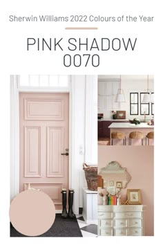 a pink door with the words pink shadow on it and an image of a dresser