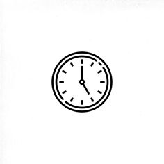 a black and white drawing of a clock with the time at 11 00 pm on it