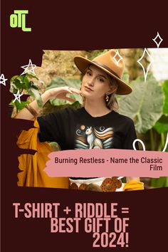 a woman wearing a brown hat and black shirt with the words, t - shirt + ride = best gift of 2020