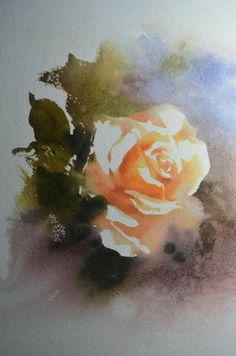 a watercolor painting of a single rose