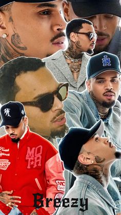 a collage of men with tattoos and hats