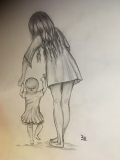 Mom Pencil Drawing, Aunt Drawing Ideas, Mom And Daughter Art Drawing, Mommy And Me Drawing, Drawing Ideas Mom And Daughter, Sketch Of Mother And Daughter, 2 Sisters Drawing Sketch, Sister Drawings Sketches, Mother Daughter Sketch Pencil Easy