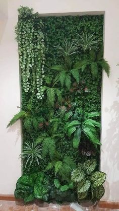 a living wall with green plants on it