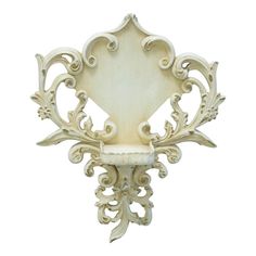 Floral, leaf and scroll decorative wall sconce with an attached display platform. Display area measures 3.75" W x 3.75" D x 1" H. European Coastal Decor, Half Bath Decor Ideas, Cali Tattoo, Interiors Mood Board, Bath Decor Ideas, Half Bath Decor, French Country Interiors, Accent Shelf, Country Interiors