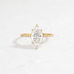 |14k Yellow Gold Diamond Centerpiece, Handcrafted Engagement Ring, Melanie Casey, Basket Setting, Pave Band, Marquise Cut Diamond, Diamond Solitaire Engagement Ring, Marquise Cut, Customer Care