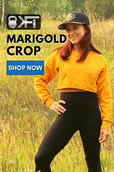 Looking for a cute crop top to complete your outfit? We love this Marigold Crop from KFT Brands! This cropped crewneck sweater with a raw edge is made from a cotton/spandex blend and features dropped shoulders to give you a relaxed casual look. Pair this long sleeve crewneck crop top with a pair of our high-waisted leggings for a complete look! Runs true to size, shop now!│#KFTBrands #workoutclothes #athleticwear #athleisure #athleisurefashion #croptop Cute Crop Top, Gym Outfits