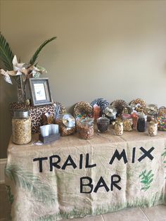 there is a trail mix bar on the table