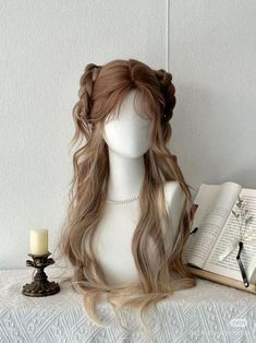 Fancy Pigtails Hairstyles, Manhwa Hairstyle Female, Pretty Hairstyles For Long Hair, Fairy Hairstyle, Ethereal Hair, Fairy Hairstyles, Hairstyles For Beginners, Cottagecore Hair, Pretty Hair Cuts