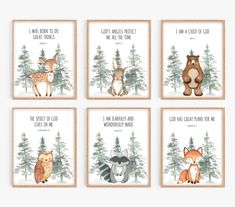 four cards with animals in the woods and one saying i am not to be wild