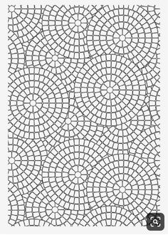 an intricate black and white background with circles in the center, on top of each other