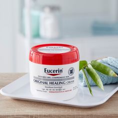 The Eucerin® Original Healing Moisturizer for extremely dry and compromiseed skin is a rich and thick formula that provides intensive moisture replacement for dry skin. Original Healing Cream binds water to the skin to provide effective moisturization and helps prevent moisture loss by replenishing the skin’s moisture barrier. Original healing won’t irritate skin, is non-comedogenic and is free of fragrances and dyes. Oil Free Cleanser, Severe Dry Skin, Skin Care Guide, Body Moisturizers, Skin Cleanser Products, Moisturizing Lotions, Healthy Skin Care, Body Moisturizer, Buying Guide