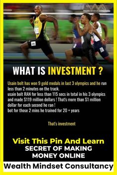 a poster with an image of two men running in a race and the words what is investment?