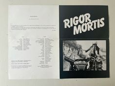 an image of a brochure with the words rigor morts on it