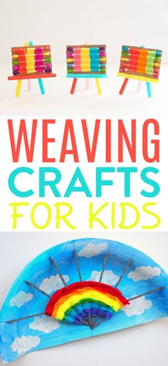 weaving crafts for kids with rainbows and clouds