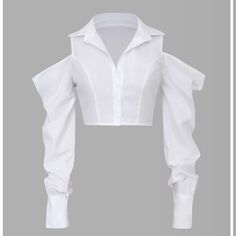 White Crop Button Up . Very Cute , Never Worn. Comes With Tags Cheap White Anime Tops, Cute White Shirt, Cropped Shirt, Mode Inspo, Looks Chic, Kpop Fashion Outfits, Really Cute Outfits, White Crop, Kpop Outfits