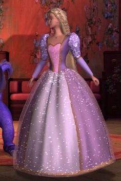 the princess and the frog are standing in front of each other wearing dresses with sequins on them