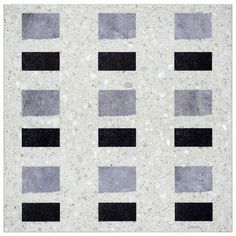 an abstract painting with black and white squares on it's surface, in shades of gray