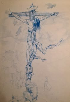 this is a drawing of jesus on the cross