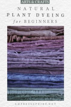 the front cover of art and crafts natural plant dyeing for beginners, featuring different colors