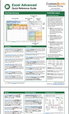 Free Excel Advanced Cheat Sheet Excel Tips Cheat Sheets Pivot Tables, Learn Excel For Beginners, Excel Tips And Tricks