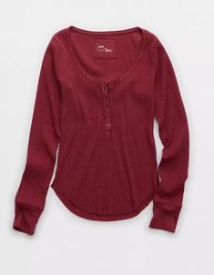 Aerie Essential Henley Layering T-Shirt Aerie Waffle Set, Cool Vintage Clothes, Clothes For Christmas List, Thrift Basics, Cute Shirts Aesthetic, Winter Shirts For Women, Cute 2000s Outfits, Where To Get Cute Clothes, Cute Long Sleeve Tops