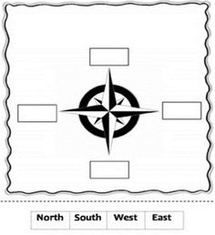 the north south west map is shown in black and white, with an arrow pointing to the