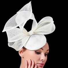 Exquisite White Ribbon Sculpted Fascinator That Blends Elegance With A Touch Of Whimsy. Crafted With Care And Artistry, This Stunning Accessory Features Delicate Ribbons Sculpted Into A Beautiful Design That Is Sure To Turn Heads At Any Event. Whether You're Attending A Wedding, The Kentucky Derby Or Other Races, A Garden Or Tea Party, Or Any Special Occasion, The Gorgeous Ribbon Sculpted Fascinator Is The Perfect Finishing Touch To Your Outfit. Its Lightweight And Comfortable Design Ensures You White Fitted Fascinator For Ceremony, Fitted White Fascinator For Ceremony, Fitted Evening Headpiece With Bow, Evening Headpiece With Bow, Fitted Bow Headpiece For Evening, Elegant Beige Headpiece For Party, Fitted Beige Mini Hat For Event, Fitted Beige Mini Hat For Events, Elegant Fitted Fascinator With Bow