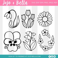 the flower clipart set includes four different flowers